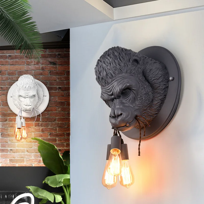 

E27 Orangutan Bite Line 3 Wall Lamp Living Room Study Bedroom Coffee Shop Barber Shop Wall Lamp Light Living Room Decoration
