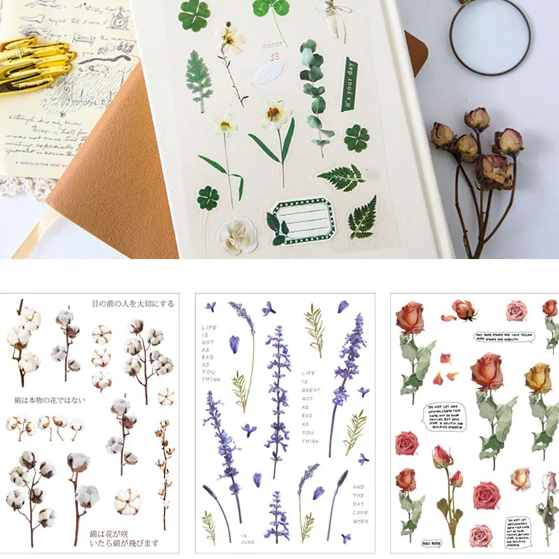 

Серия цветов, дизайн, натуральная Маргаритка, клевер, японская модель, прозрачный материал для домашних животных, цветы, листья, растения, де...