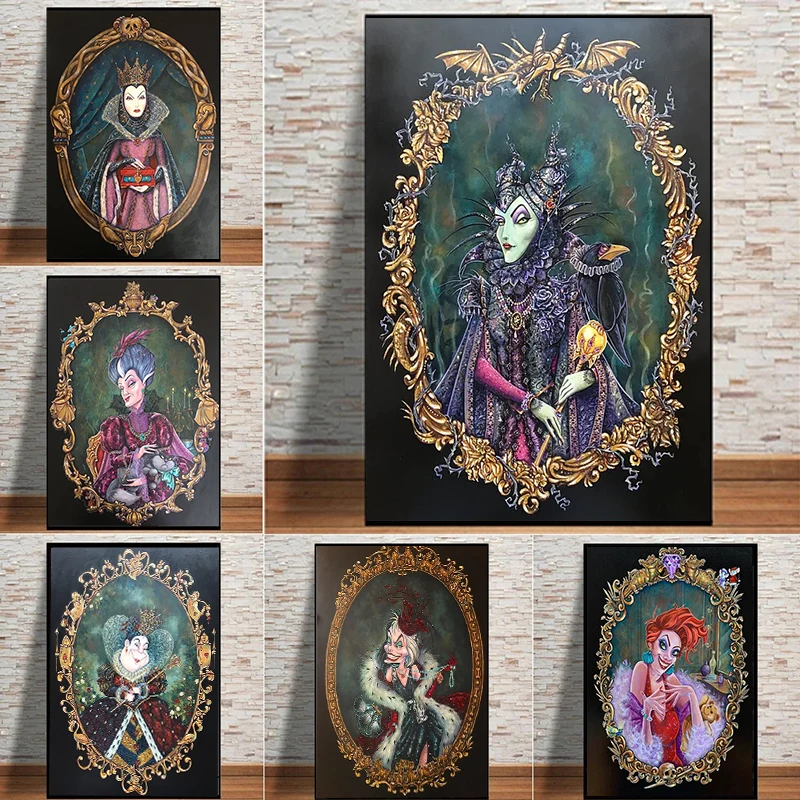 

Cartoon Disney Villain Magic Mirror Canvas Painting Wall Art Animation Movie Evildoer Poster Prints For Kids Bedroom Home Decor