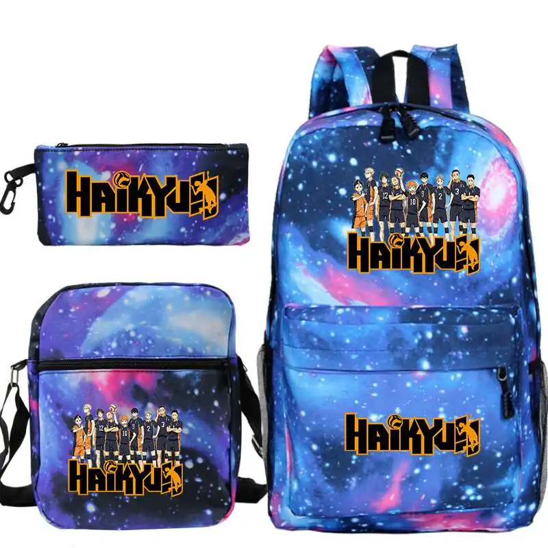 

Anime Backpack for School Teenager Girls Boys Kawaii Backpacks Mochilas 3pcs/set Kids School Bags Shoulder Bag Haikyuu bookbags