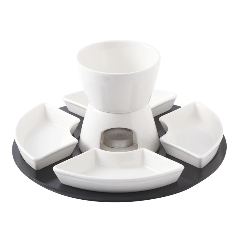 

Ceramic fondue serving set for cheese, chocolate, icecream diy fondue