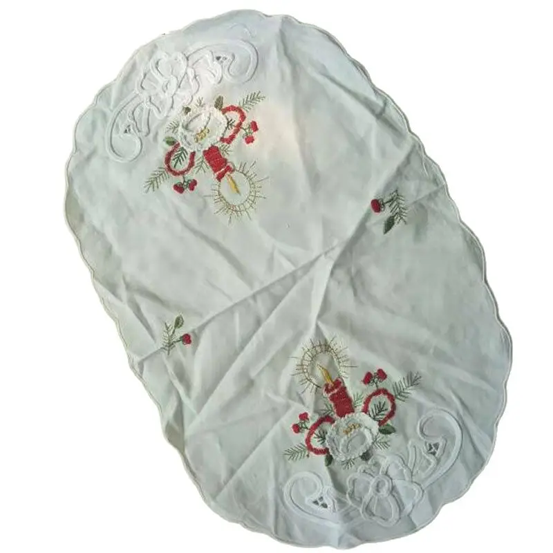 

Europe lace cotton Insulation embroidery oval table place mat pad cloth cup Christmas coaster placemat doily kitchen tableware