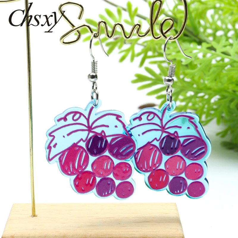 

Kawaii Acrylic Graffiti Cartoon Fruits Earrings Apple Avocado Pineapple Fish Hook Dangle Earrings Creative Women Jewelry Gifts