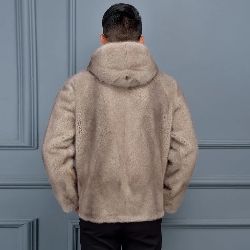 Шуба мужская из натурального меха норки зимняя короткая норковая шуба с