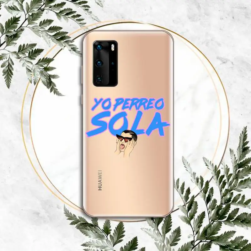 

Yo Perreo Sola Bad Bunny Maluma Phone Case Clear Transparent for huawei honor P 40 30 20 lite Pro 10 i 8 9 x p smart 2019