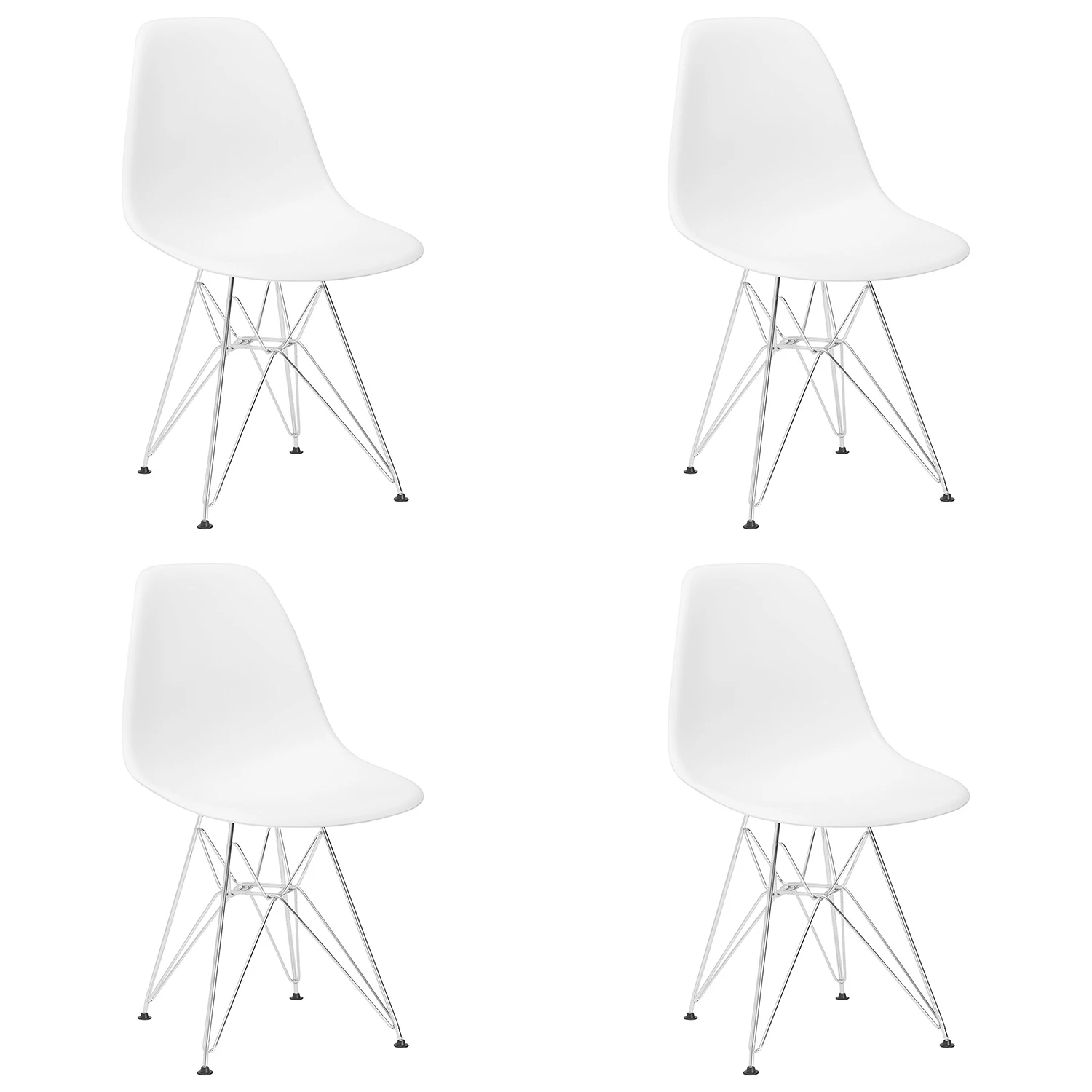 

4Pcs Modern Design Dining Chair W/Chrome Metal Leg Nordic Style Exquisite Chair for Living Room Office Study Bedroom White/Black