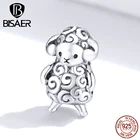 Подвеска в виде овечки BISAER 925 пробы серебряные уникальные бусины-овечки подвески Оригинальные серебряные 925 для изготовления ювелирных изделий EFC187