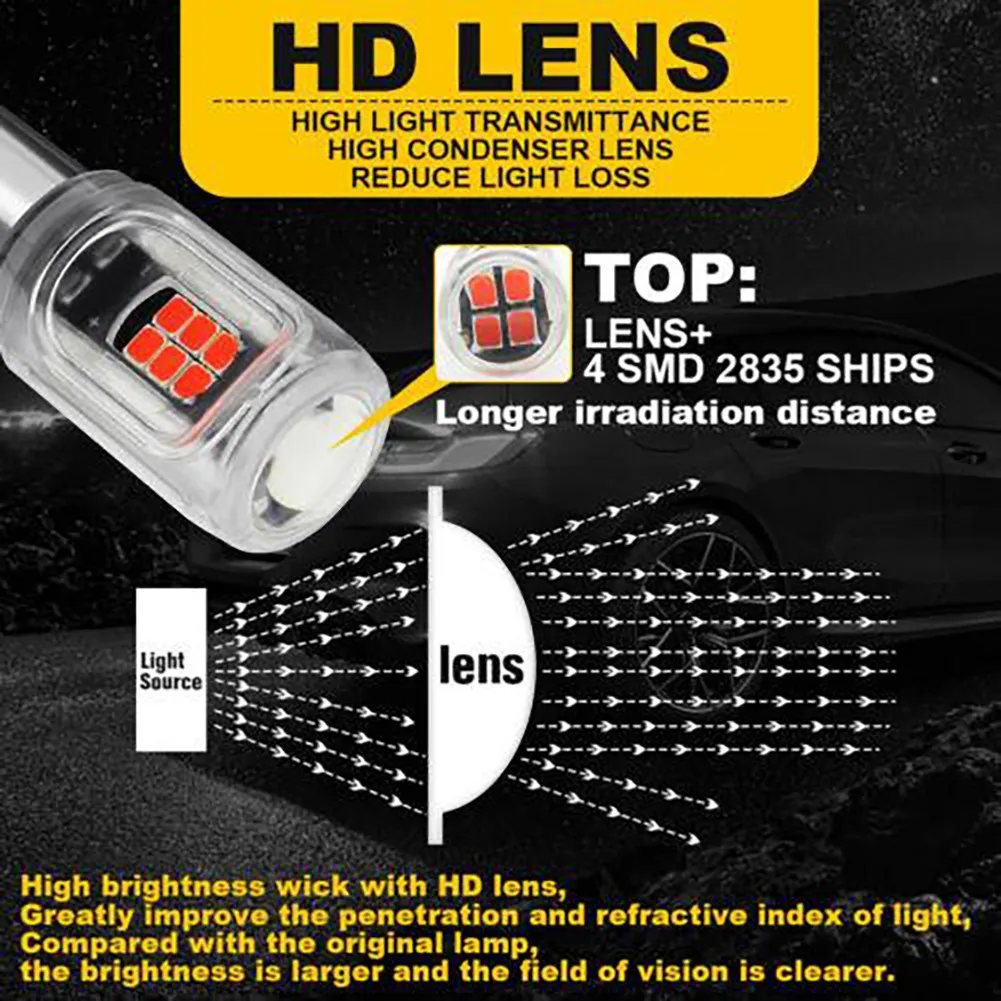

Replace Bulbs 1000k Light 1157 Reverse 12V-24V 16SMD 2835 4pcs BAY15D Car
