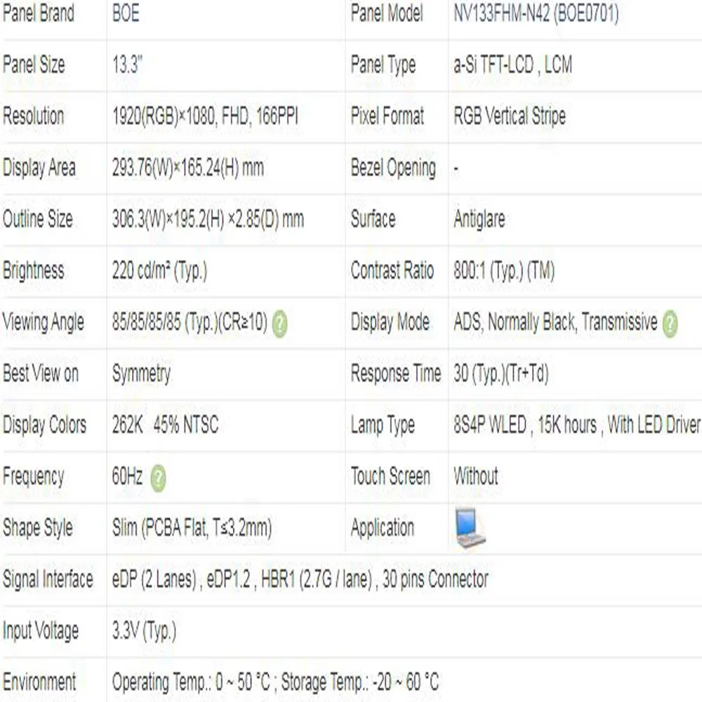 

13.3'' LCD Screen With Touch+Frame For Acer CB5-312T N16Q10 Touch Screen Assembly NV133FHM-N42 13.3'' 1920*1080 IPS EDP LCD