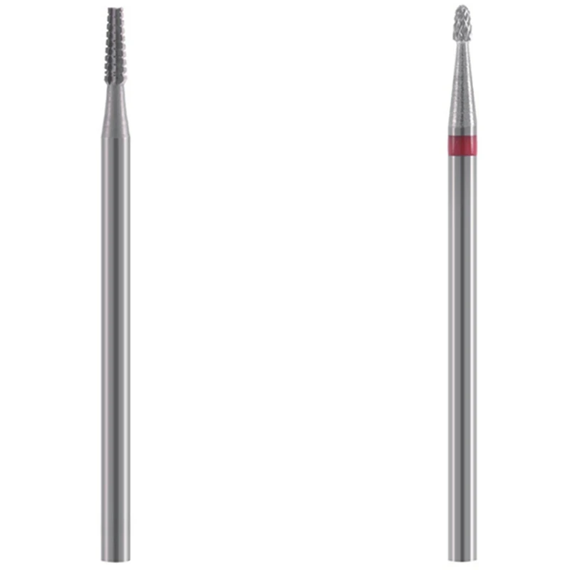 

2 Pcs Conical Hard Electric Nail File Drill Bit, Coarse And Hard Nail Tungsten Steel Polishing Head, Silver & Red