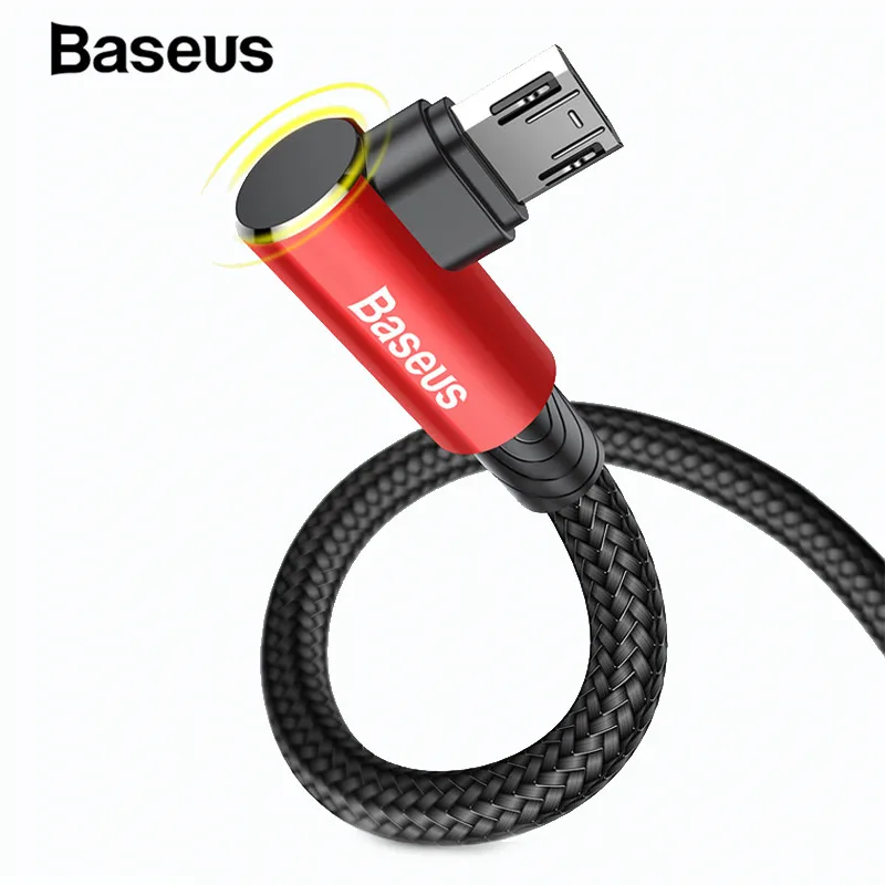 Baseus 90 градусов Micro USB кабель для samsung Xiaomi USB изгиб игры Быстрая зарядка кабель Android мобильный телефон usb зарядный шнур