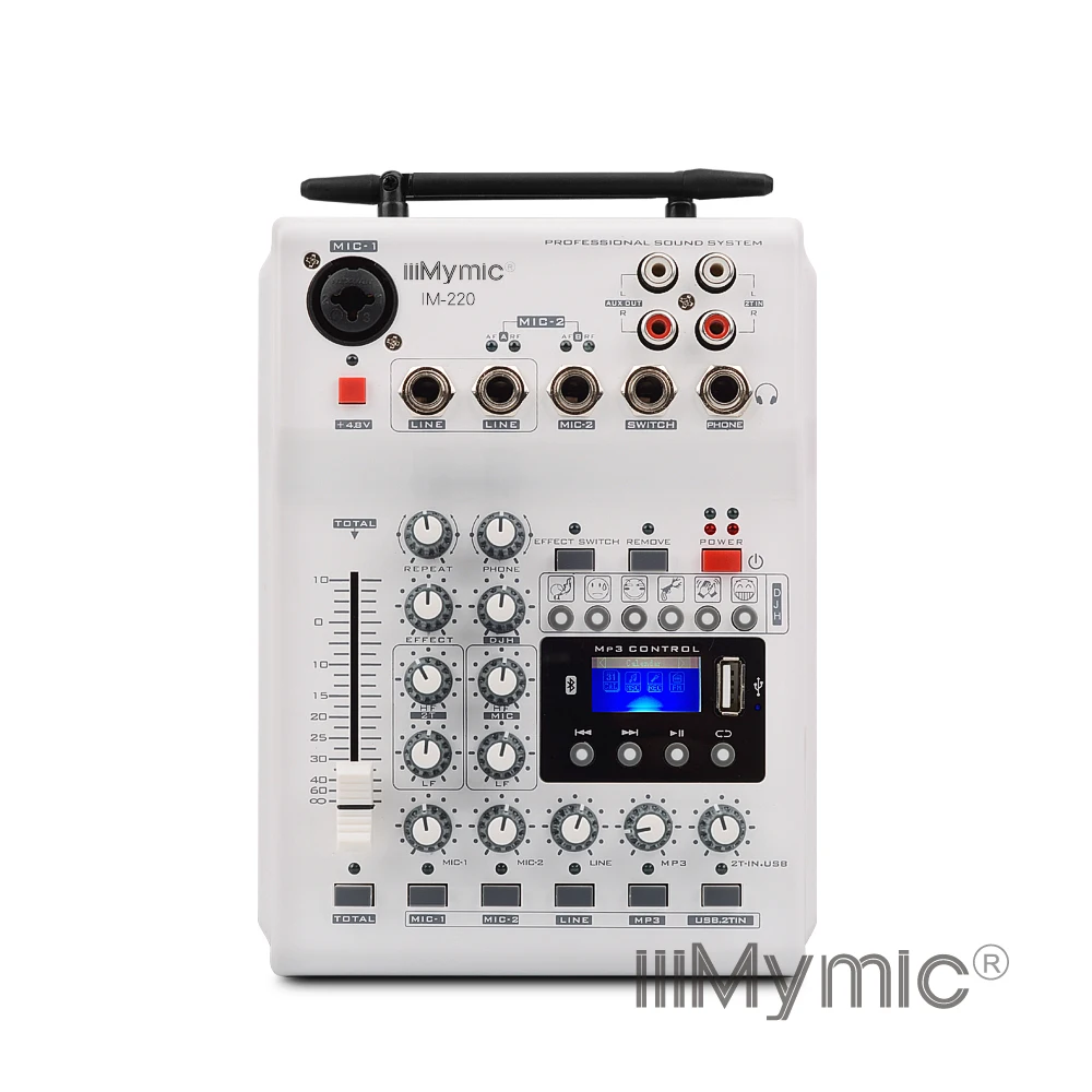 Микшер iiiMymic Audio DJ моно USB вход AUX 2 канальный ручной УВЧ беспроводной микрофон 48 В