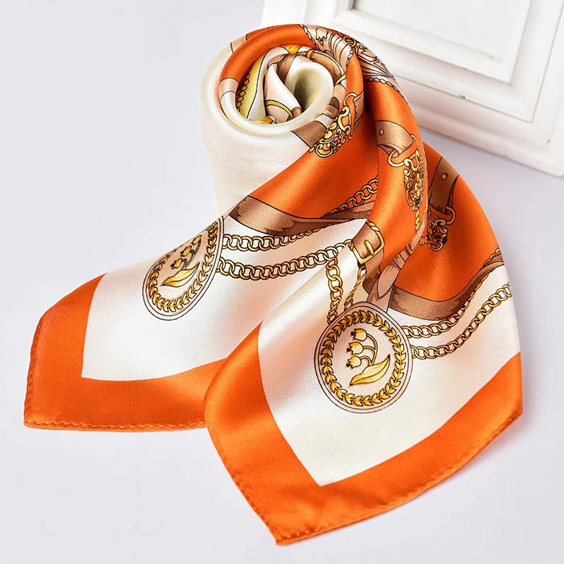 Шарф с принтом бандана квадратный шарф из натурального сатина для женщин 100%
