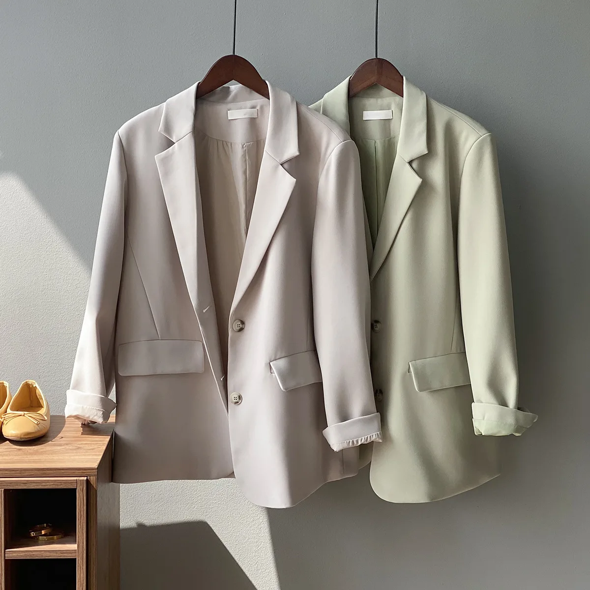 

Orange Pink Blazer Suit Jacket Coat Spring Women's 2021 New Korean Clothes Loose Shoulder Padded Suits Chic Solid Color Blazers