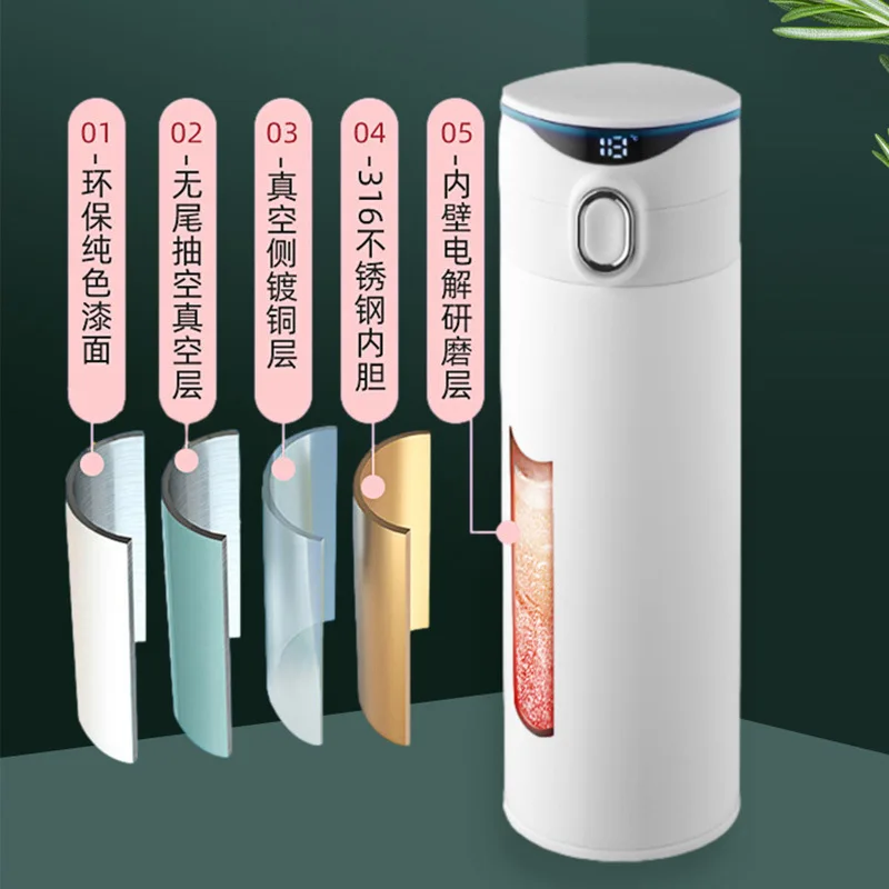 

Vacuum Flask For Business Men Intelligent Digital Display Bounce Cover Vacuum Cup 316 Stainless Steel Liner Water Cup Office Cup