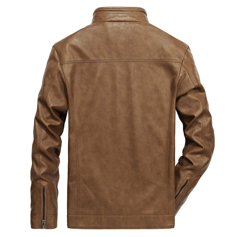 Новинка 2021, мужские кожаные куртки, пальто из искусственной кожи с воротником-стойкой, модная мужская мотоциклетная кожаная куртка, повседн... от AliExpress RU&CIS NEW