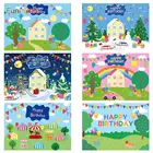 Фон Funnytree для дня рождения мультяшная поросенка детский душ вечерние голубое небо воздушный шар в форме дерева Облако Трава детский подарок фон фото плакат