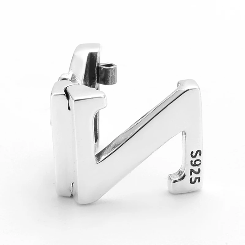 Новые 925 пробы серебряные буквы алфавит Z сверкающие CZ бусы-клипсы подходят для