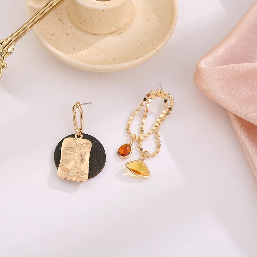 Асимметричные кисточки металлические абстрактные линии контур лица Подвесные