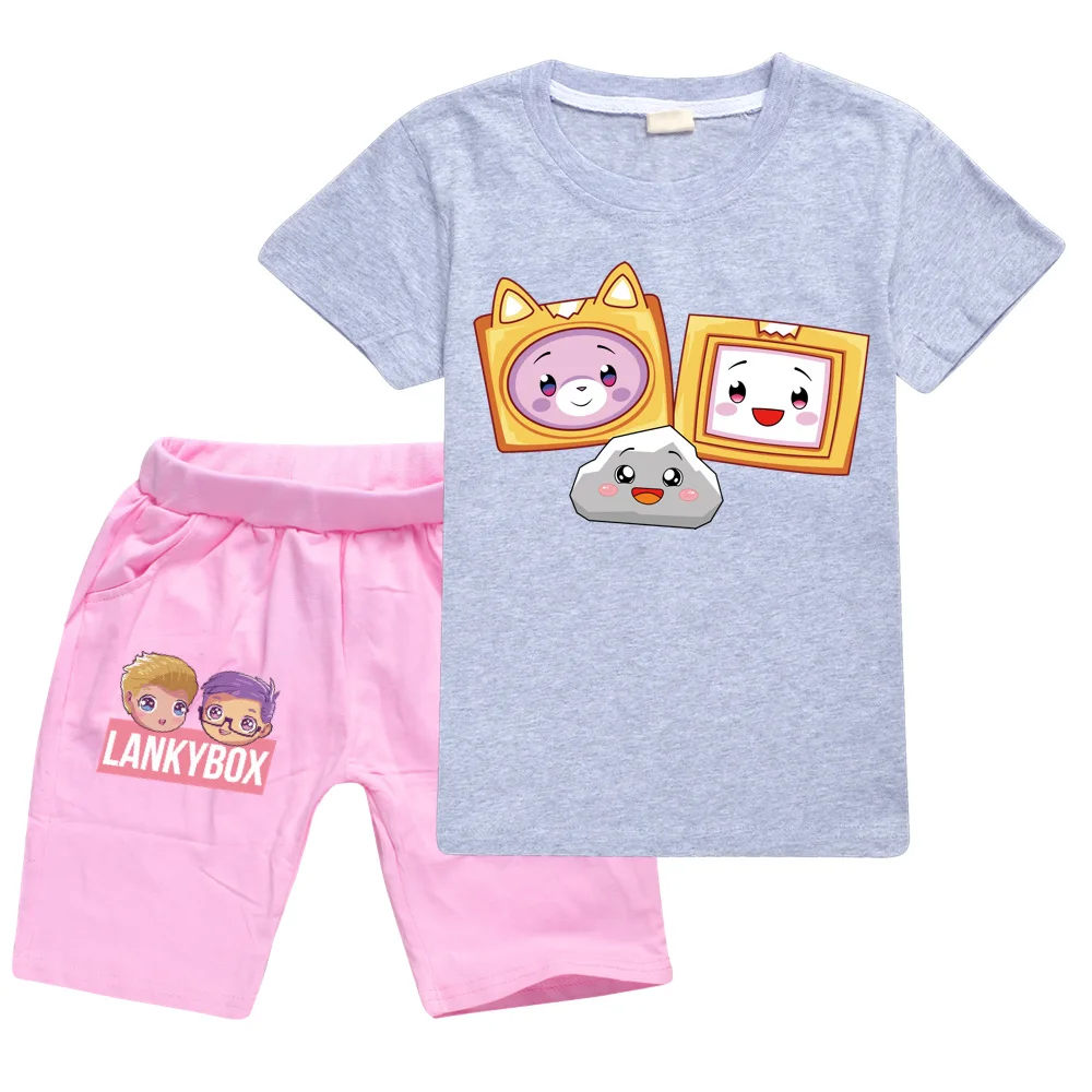 Toddler 3D Print Girl Clothes Lankybox Cotton Kids Clothing Wholesale Child Tshirt Pants Suit Designer Clothes Boy Outfit