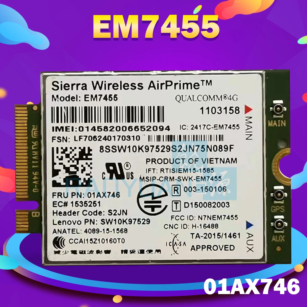 WIRCARD EM7455 FRU 01AX746 LTE 3G 4G карта для Thinkpad X1 carbon 5 го поколения X270 T470 T470S T470P T570 L570 L470 P51 P71|3G