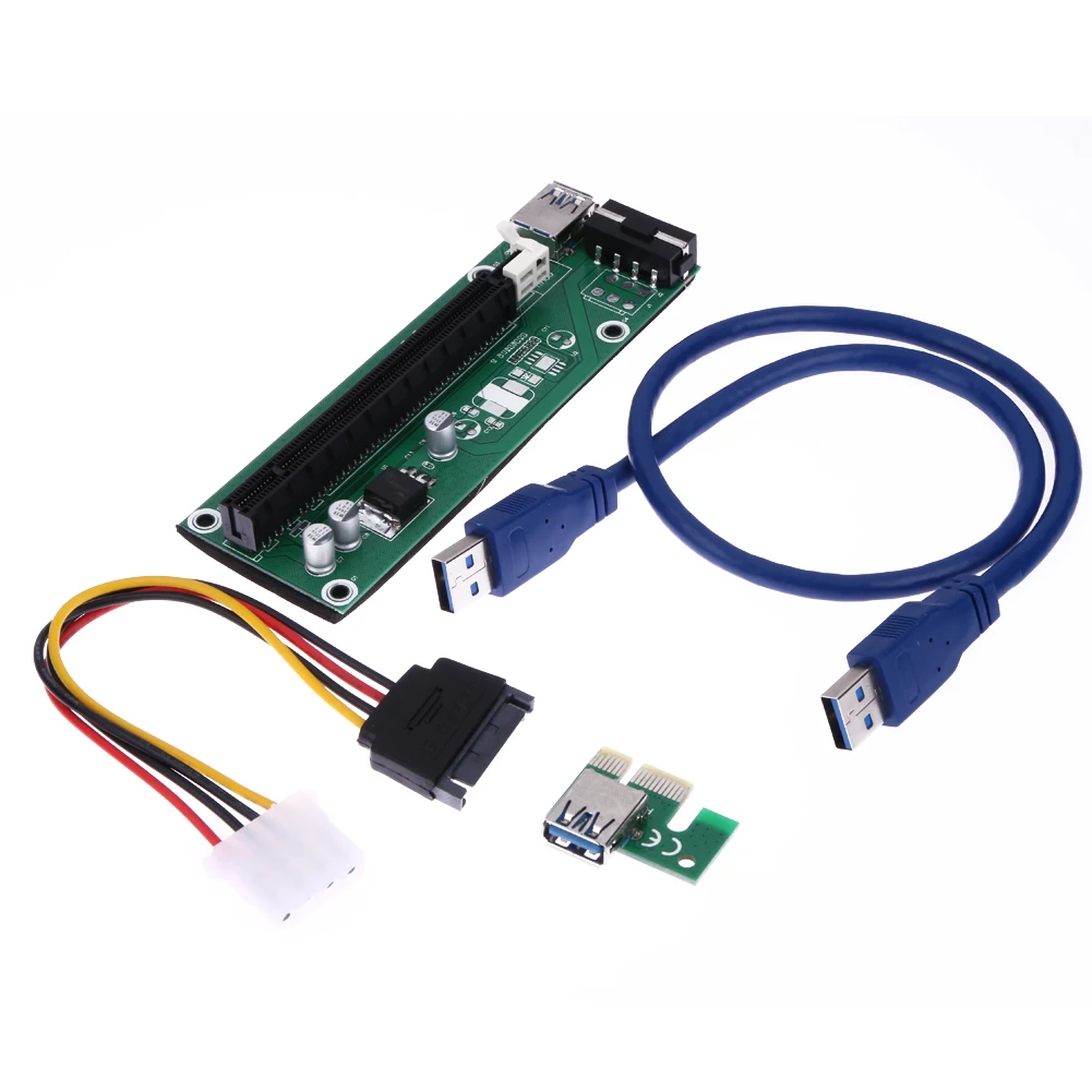 

USB 3.0 Extender Riser Card PCI-E Express 1x to 16x Adapter SATA Power Cable Office Computer Supplies for Bitcoin Miner Mining