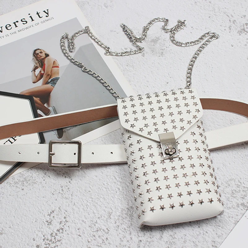 

[EAM] Pu Leather Black Rivet Metal Chain Long Belt Personality Women New Fashion Tide All-match Spring Autumn 2021 1Y687
