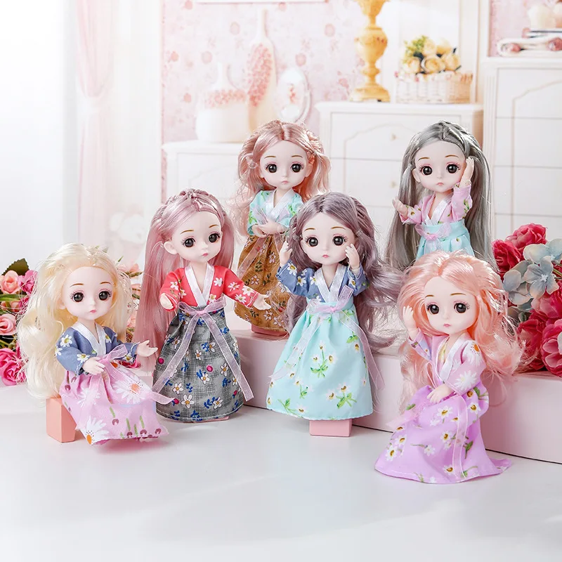 6pcs/set 16cm ob11 bjd Dolls with Clothes 13 Movable Jointed Doll Toys Mini Baby DIY Makeup Toy for Girls Gift Box | Игрушки и хобби