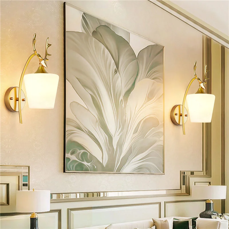 

Рога прикроватные лампы с кованная железная присоска современная простота Спальня аксессуар