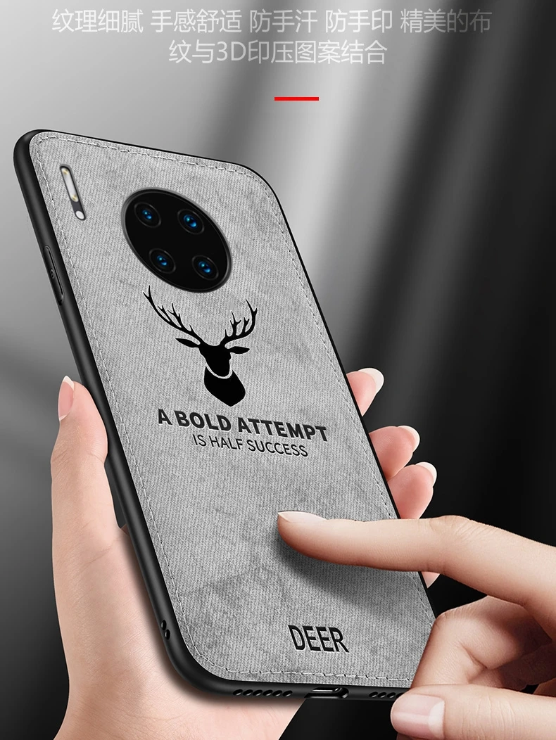 

For Huawei Y9A Case Soft TPU+Hard fabric Deer with Lanyard Slim Protective Back Cover Case for huawei y9a full cover phone shell