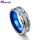 Уникальное обручальное кольцо Nuncad T062R, синее кольцо с отверстием, ширина 8 мм, кольцо из вольфрамовой стали, Размер 7-12