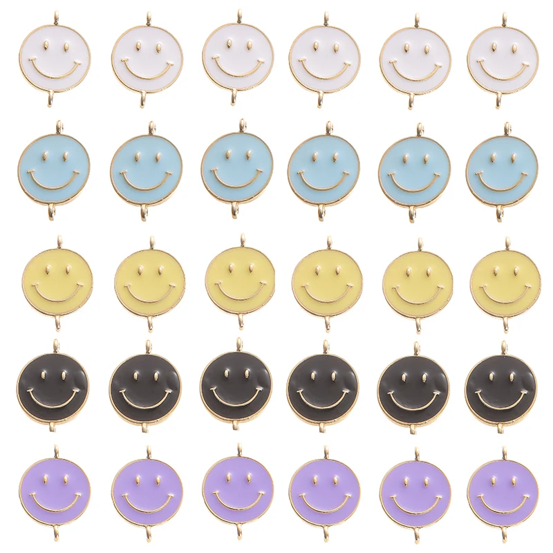 10 шт./упак. красочная эмаль милая улыбка лицо соединитель из сплава для женщин