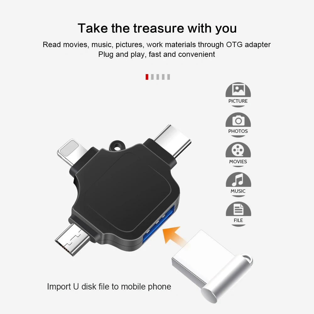 UTHAI C66 для iPhone Android Type C usb 3 0 4 в 1 OTG адаптер мульти все кардридер подключить U флэш