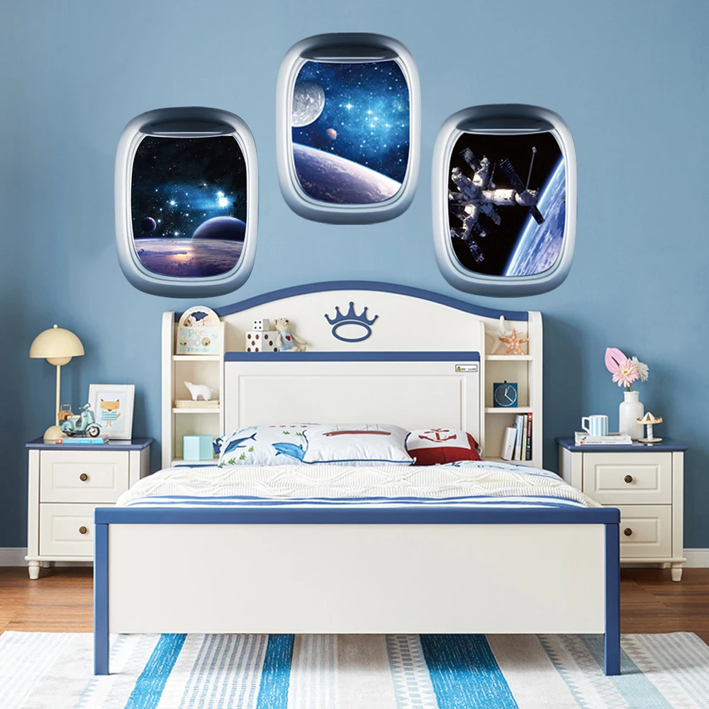 

3D Starry Sky Wall Sticker Planet Spaceship Wall Stickers for Living Room Bedroom Children's Room home Wall Sticker Decoration