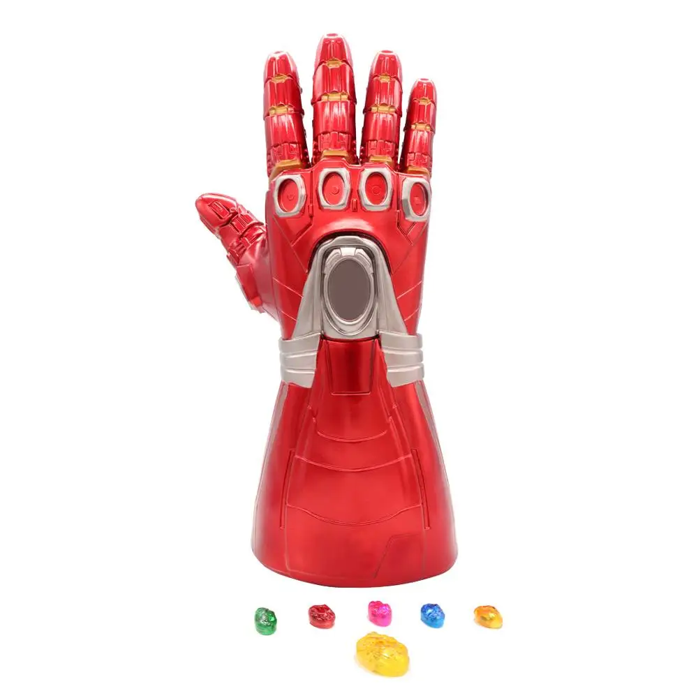 B Gems detachable Мстители эндгейм Железный человек Tony Stark перчатки со светодиодами Infinity Light Up Gauntlet Thanos Infinity косплей перчатки драгоценный камень съемный - Цвет: B Gems detachable