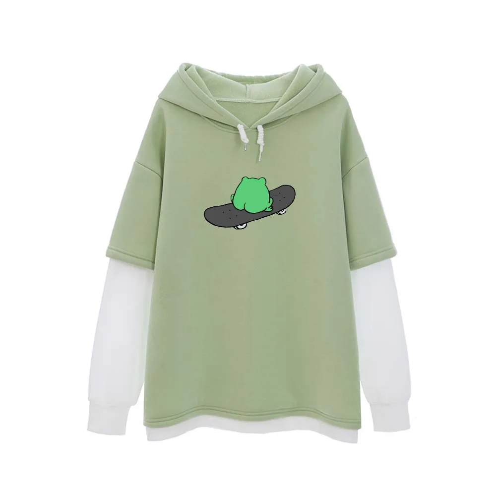 

Толстовка Женская зимняя оверсайз с лягушкой на завязках