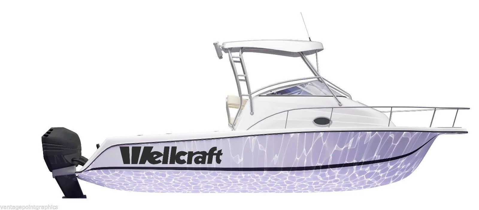

For (2Pcs/Pair) Logo Decal for WELLCRAFT 2 Color- Mako, Scarab,Striper, Sea Fox and Others 48" Wide Each