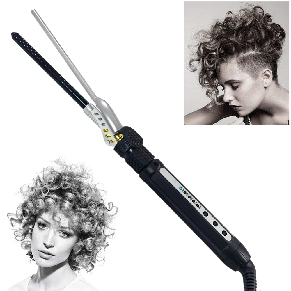 

1/4 Inch Small Rotating Curling Iron 7mm Spin Curler Barrel Thin Wand Tinny Hair Curl for Mens Short Hair Ceramic Hair Curler