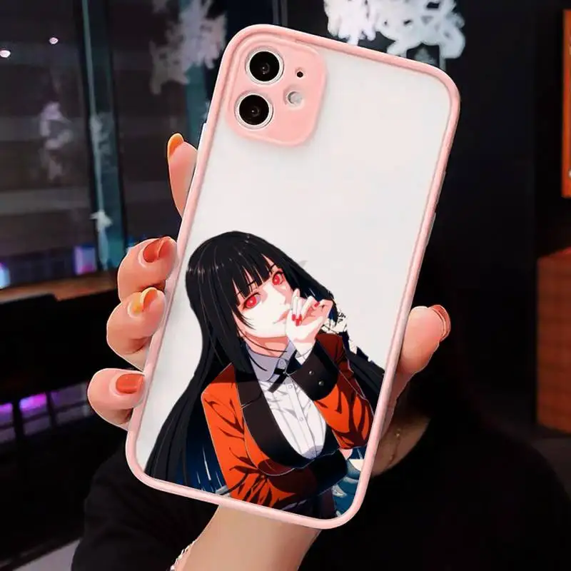 

yumeko jabami Phone Case For iPhone 12 11 Mini Pro XR XS Max 7 8 Plus X Matte transparent Pink Back Cover