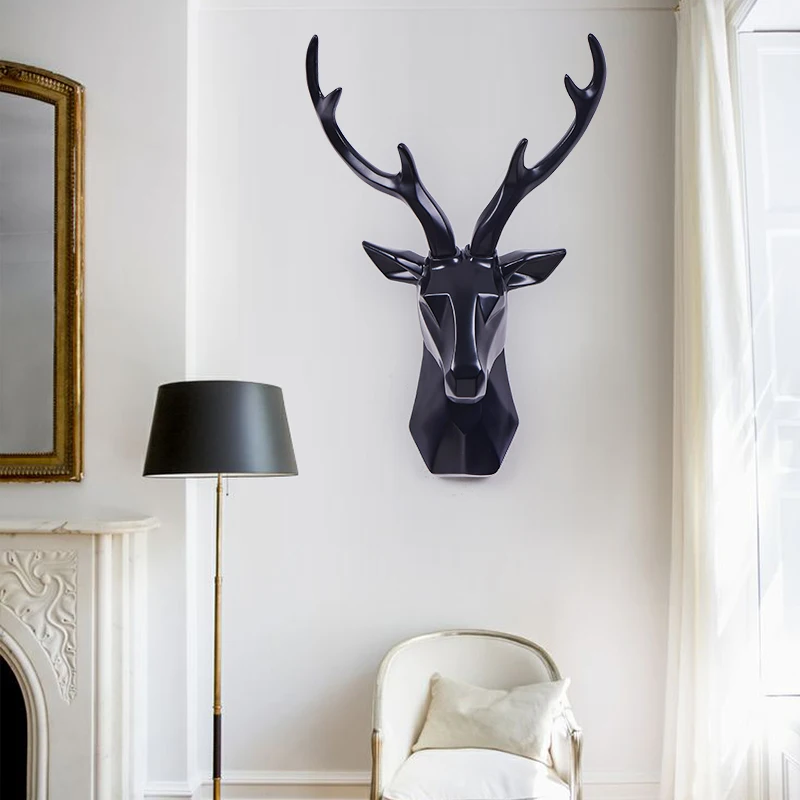 

Fortune deer head wall hanging wall decorations living room TV background wall modern entryway wall decoration home decor