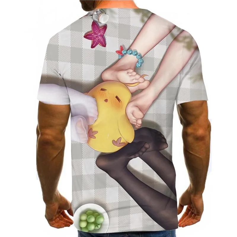 

Men Graphic T Shirts Sexy Anime Girl Feet Short Sleeve Japanese Tops League of legends Tees