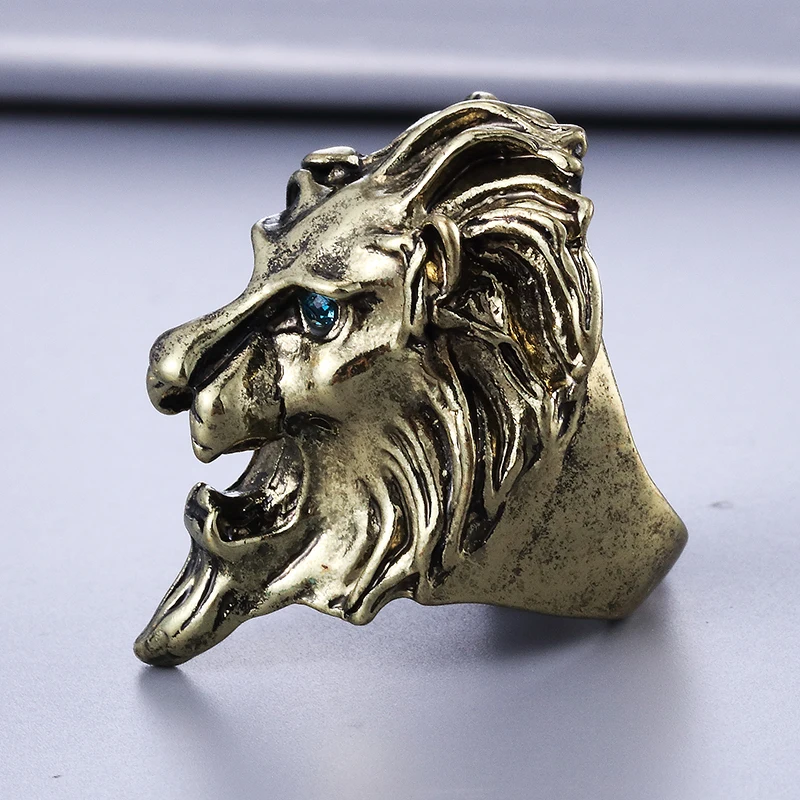 Модные ювелирные изделия винтажное очаровательное кольцо с головой льва для