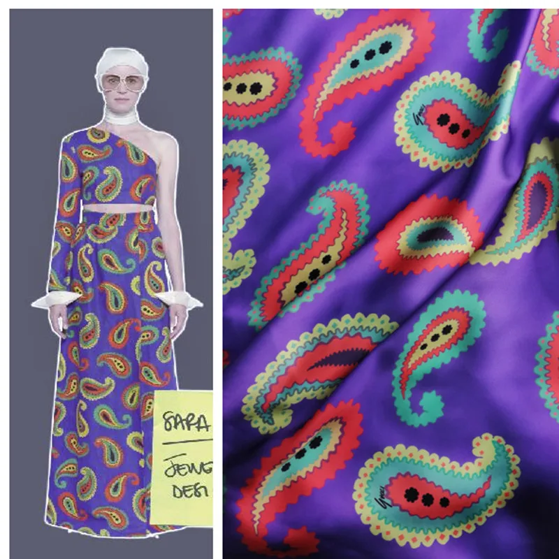 

Одежда из полиэстера, атласа, цветка кешью, модная романтичная ткань с индивидуальным принтом, с рисунком кешью, «сделай сам», ручная работа,...