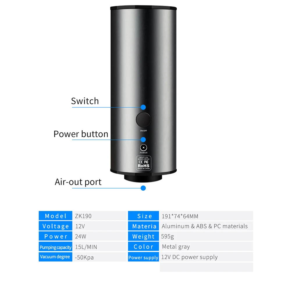 Бытовой дорожный мини портативный Перезаряжаемый Электрический вакуумный насос