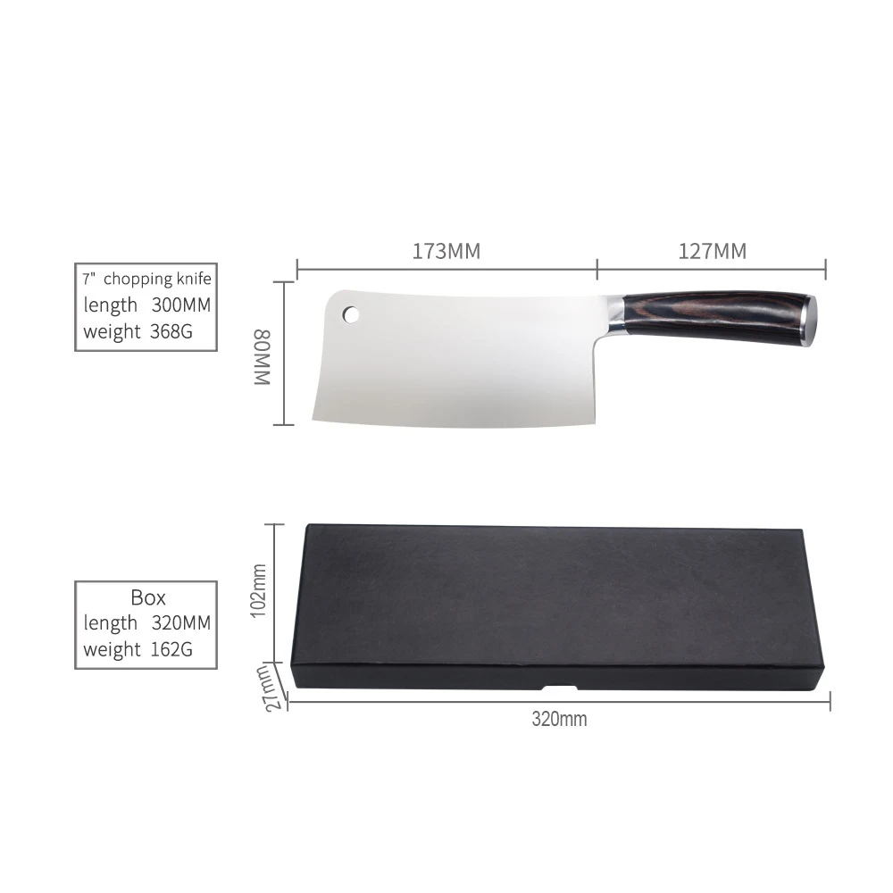 7 дюймов Нержавеющая сталь ножей шеф повара с деревянной ручкой коробкой для