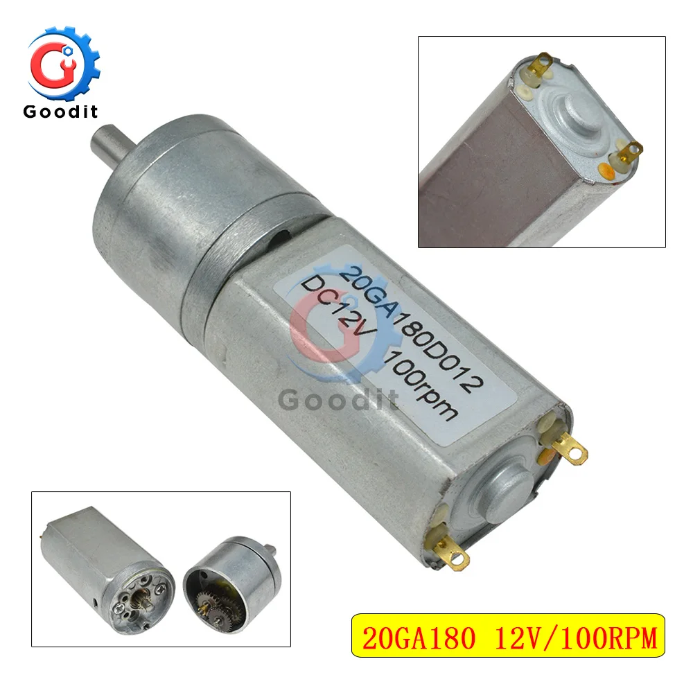 

20GA180 12V/100RPM Metal Gear Low Speed High Torque Gear Motor DC Gear Speed Reduction for smart car / toys RC Robot Metal Motor