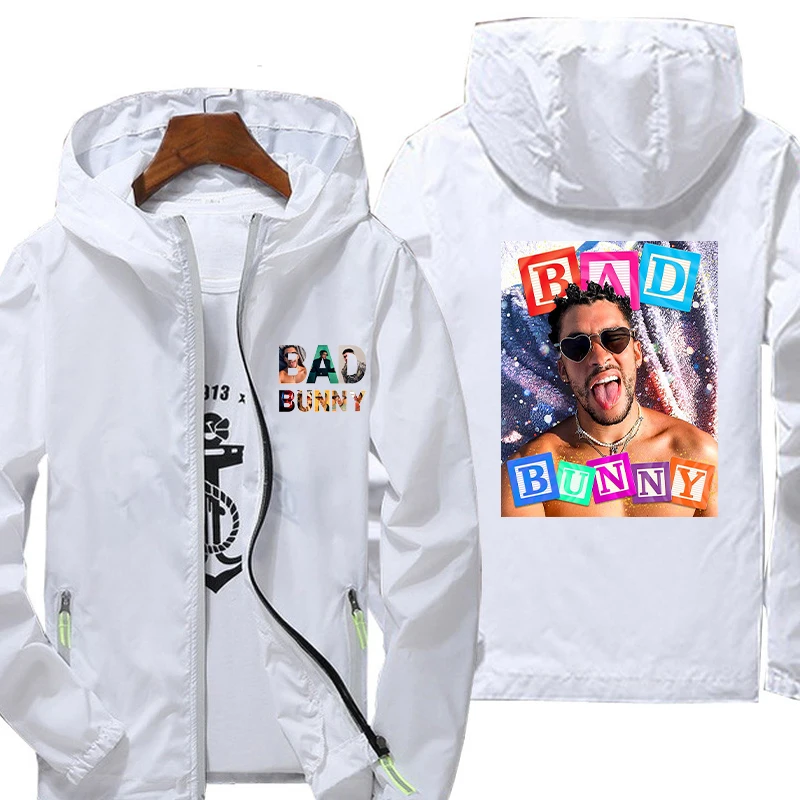 

Funny Bad Bunny Reflective strip Waterproof Sun Protection Clothing Rain Jacket Men Women Fishing Quick Dry Skin Windbreaker