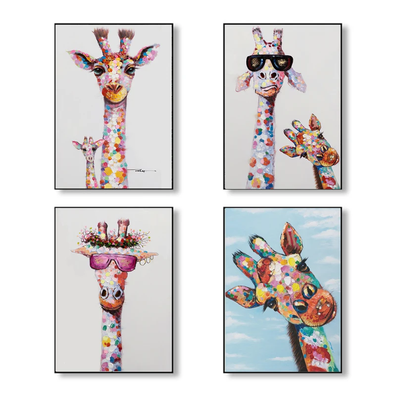 

Wall Art Canvas Print Animal Picture Giraffe Family Painting For Living Room Home Decor No Frame