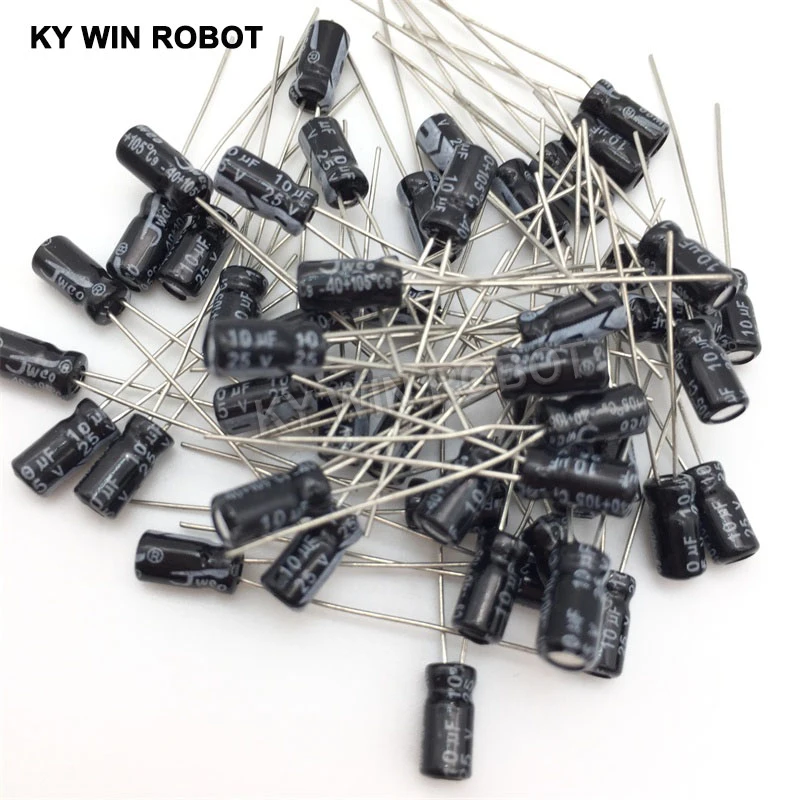

100pcs Aluminum electrolytic capacitor 10uF 25V 4*7 Electrolytic capacitor