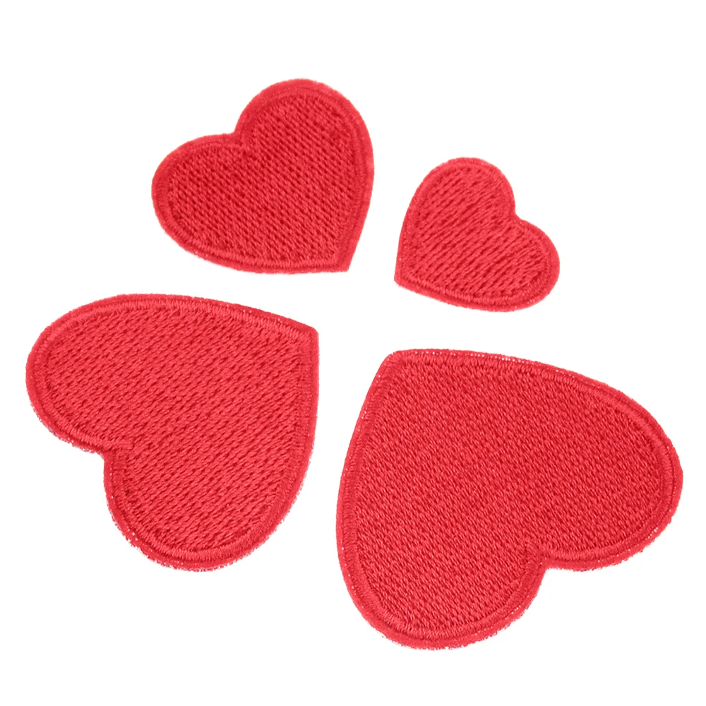 Красные Вышитые нашивки в форме сердца наклейки с утюгом виде маленького ткань